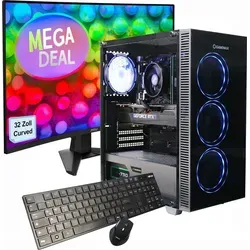 GAMEMAX Gaming PC Draco XD Komplett SET mit MSI MAG 32C6 Monitor - Leistungsstarker GAMEMAX Gaming-PC mit AMD Ryzen 5 5500, 32GB RAM und 1TB SSD. Komplettset mit 32" Curved Monitor für immersives Gaming-Erlebnis. Ideal für Gamer und kreative Anwendungen.