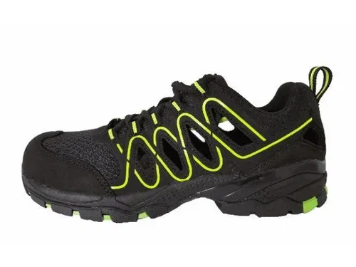 PowerSafe Sicherheitssandale Luca S1P schwarz-neongrün - Arbeitsschuhe & -stiefel, bietet optimalen Schutz und Komfort mit rutschfester Sohle für sicheres Arbeiten.