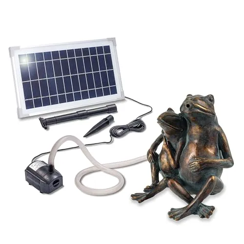 esotec Wasserspeier Solar Komplettset Froschpaar 20x15x22cm mit Pumpe 380l/h - Natürlicher Wasserspeier für den Gartenteich: Froschpaar aus hochwertigem Polyresin, inklusive Solar Teichpumpe. Genießen Sie plätscherndes Wasser und entspannte Momente in Ihrem Garten!