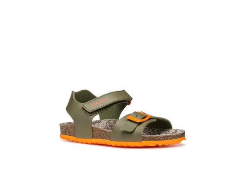 Geox J Ghita Boy B Sandal, Military/Orange, 29 EU - Wanderschuhe mit optimaler Stoßdämpfung und atmungsaktivem Design für ganztäglichen Komfort und Frische.
