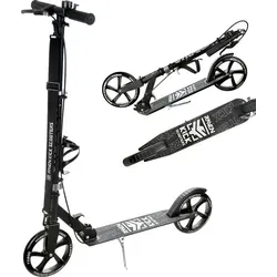 Raven Straight Kickroller 200mm mit Handbremse und Getränkehalter - Schwarz - Robuster Kickroller mit 200mm Rädern, verstellbarem Lenker und komfortabler Handbremse. Ideal für Stadtfahrten, zusammenklappbar und mit praktischem Getränkehalter.