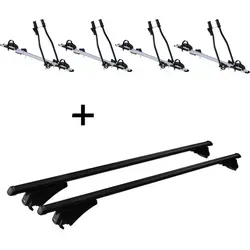 4x Fahrradträger SAGITTAR + Relingträger Tiger Alu XL kompatibel mit für Mitsubishi Outlander PHEV ab 14