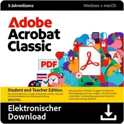 Adobe Acrobat Classic STE - Texterkennung & Konvertierungssoftware – Ideal für Studenten und Lehrer, bietet leistungsstarke PDF-Tools ohne Abonnement, offline nutzbar und mit verbesserter Barrierefreiheit.
