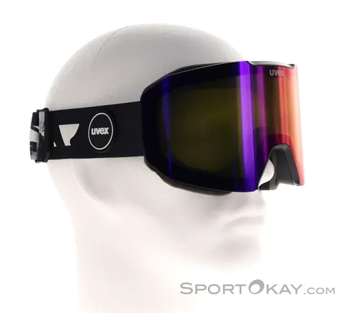 Uvex Evidnt Attract Skibrille - Schwarz Matt mit Ruby Mirror - Herren & Unisex Skibrillen mit zylindrischer Magnetwechselscheiben-Technologie für klare Sicht bei jedem Wetter und optimalem Tragekomfort dank dreilagigem Gesichtsauflageschaum.