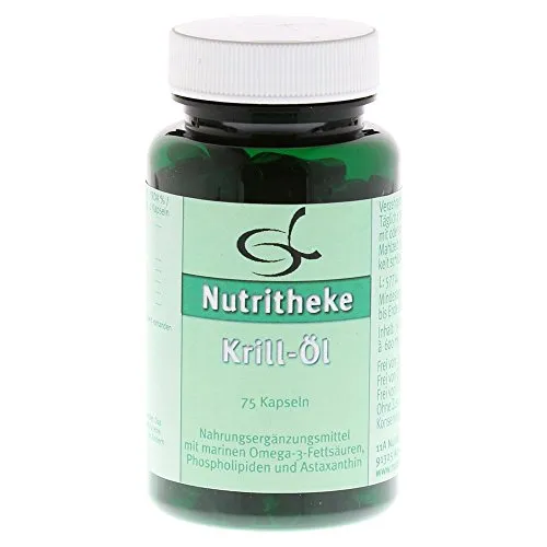 Krillöl 75 ST - Nahrungsergänzungsmittel mit marinen Omega-3-Fettsäuren, Phospholipiden und Astaxanthin für Herz und Gelenke, 75 Kapseln, frei von Lactose und Gluten.