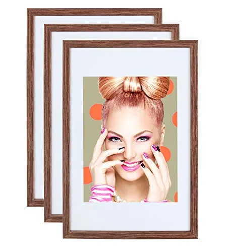 3er 5er Set Holz Bilderrahmen Lifestyle Plexi Foto Rahmen Collage Wanddeko Poster S111: Farbe: 3er Pack Braun | Format: 13x18