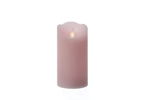 MARELIDA LED-Kerze mit beweglicher Flamme Echtwachs Rustik-Optik H: 15cm Timer rosa