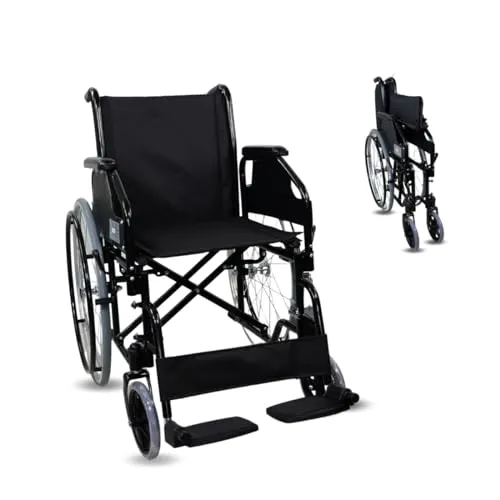 Mobiclinic® Faltbarer Leichter Rollstuhl, Selbstfahrend - Rollstuhl mit abnehmbaren, gepolsterten Armlehnen und klappbaren Fußstützen, ideal für einfachen Transport und maximalen Komfort.