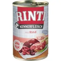 Rinti Kennerfleisch Rind 400g Ringpull-Dose für Hunde - Leckeres Hundefutter in der praktischen Ringpull-Dose, reich an Rindfleisch und ideal für die tägliche Ernährung Ihres Hundes.