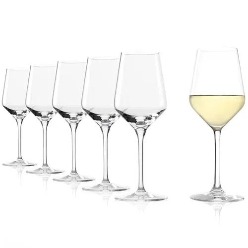 Stölzle Weißweinglas REVOLUTION, 6-teiliges Set - Hochwertige Gläser aus maschinengefertigtem Glas, spülmaschinengeeignet und ideal für Weißwein, mit einem eleganten Design und 365 ml Fassungsvermögen.