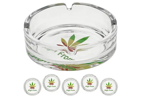 CEPEWA Aschenbecher Glasaschenbecher 'Glow in the Dark' 6er Set Ø10cm Glas Cannabis