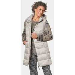 GOLDNER Kurzweste Kurzgröße: Elegante Kapuzenweste mit Ripsbändern Herbstweste mit Knopf- und Reißverschluss, Taschen und ohne Arm beige 20
