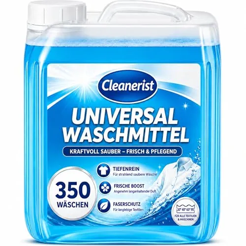Cleanerist® Universal Waschmittel flüssig für 350 Wäschen - 10l Flüssigwaschmittel Konzentrat für bunte, helle, dunkle Wäsche - XXL Vollwaschmittel mit Frischeduft für 20-95°C, statt Pods, Pulver