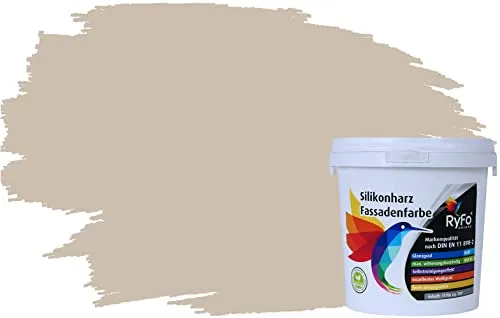 RyFo Colors Silikonharz Fassadenfarbe Lotuseffekt Sandbeige 1l - Premium Fassadenfarbe mit Lotuseffekt für eine brillante Optik und hohe Deckkraft. Ideal für Fassaden- und Sockelflächen, ergiebig bis zu 6m² pro Liter. Schnell trocknend und füllend für ein sauberes Ergebnis.