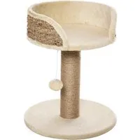 PawHut Kratzbaum 49 cm - Kleiner Katzenturm mit Spielball - Aktivitätskratzbaum für kleine Katzen, mit weichem Plüsch und robustem Design für sicheren Halt und Spielspaß.