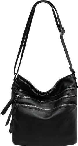 Caspar Umhängetasche TS1071 - Sportlich elegante Damen Crossbody Bag in Schwarz - Moderne Umhängetasche aus 100% Polyurethan, ideal für den täglichen Gebrauch. Die mittelgroße Crossbody Bag vereint Stil und Funktionalität und passt perfekt zu jedem Outfit.