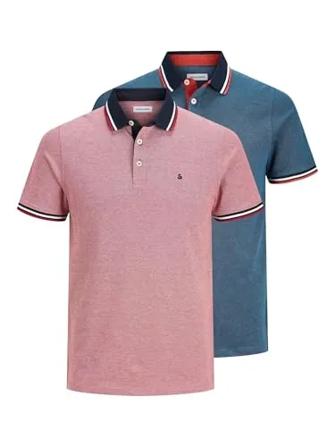 JACK & JONES JJEPAULOS Polo SS 2PK MP - 2er Pack Herren Poloshirts aus hochwertiger Baumwolle, ideal für lässige Looks und Komfort im Alltag.