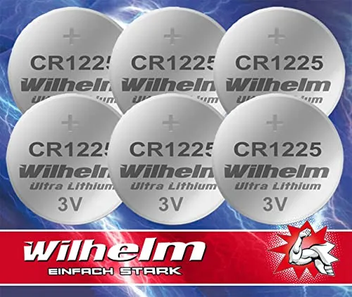 CR1225 CR 1225 WILHELM Lithium Knopfzelle 3V 52 mAh ø12 x 2,5 mm Batterie DL1225 6 x