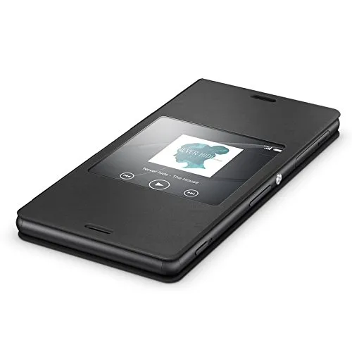 Sony Smart Style Hülle Cover Case Kompatibel mit Xperia Z3 Compact Smartphone - Schwarz