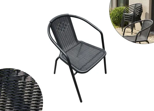 HOUSE ATTACK Garvista Stapelstuhl - Stapelbarer Gartenstuhl in Rattanoptik mit Armlehne, ideal für Balkon und Terrasse. Stabil, regenbeständig und platzsparend – perfekt für empfindliche Bodenbeläge.