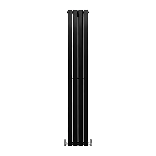 Paneelheizkörper Flachheizkörper Design Heizkörper Heizung 180cm x 28cm Matte Schwarz Vertikal Heizgerät Doppellagig Wandheizkörper Küche Wohnzimmer Badezimmer Reinigungsbürste und Befestigungsset
