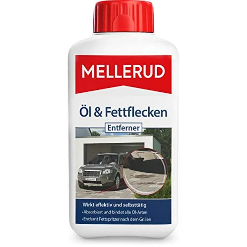 Mellerud Ölfleckentferner 2001000165, 500ml für Stein - Reinigungsset zur effektiven Entfernung von Motoröl, Getriebeöl und mehr. Zieht selbst tiefsitzendes Öl aus Stein heraus – Made in Germany!