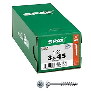 SPAX Universalschrauben T20 Senkkopf WIROX 3,5 mm x 45 mm, 1000 St. - Schrauben, Nägel, Dübel – Hochwertige Universalschrauben mit WIROX-Beschichtung für optimalen Korrosionsschutz und perfekte Holzverbindungen.