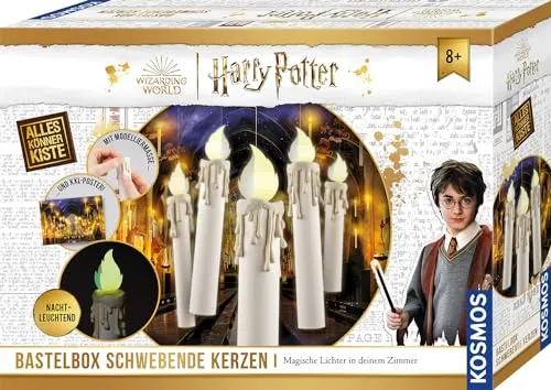 Kosmos 604646 Harry Potter Schwebende Kerzen - Magisches Bastelset für kleine Zauberer - Kerzenherstellungsset für Kinder ab 8 Jahren, verwandelt das Zimmer in die große Halle von Hogwarts mit nachtleuchtenden Kerzen und Schritt-für-Schritt-Anleitung. Perfekt für Harry Potter-Fans!