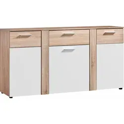Kommode PROCONTOUR "Trenti BESTSELLER", Eichefarben-Weiß, 155 cm - Kommode, ideal für kleine Räume, mit variabel verstellbaren Einlegeböden und viel Stauraum in hochwertiger Verarbeitung.