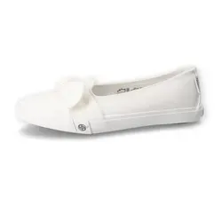 Sneaker Ballerinas von Dockers by Gerli, Gr. 43, weiß - Hausschuhe mit auffälliger Schleife, ideal für lässige Freizeitlooks und bequemes Tragen.