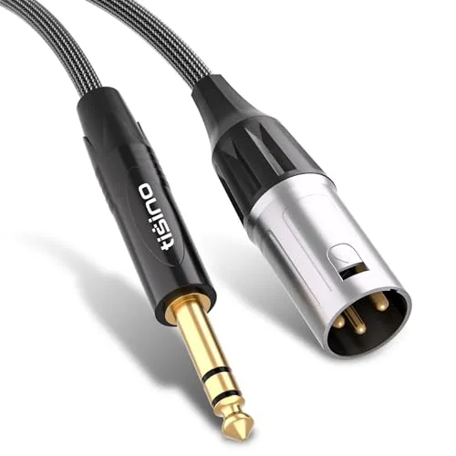 Tisino Klinke 6,3 TRS auf XLR Kabel, Nylongeflecht Symmetrisches 6,35 mm Stereo Klinke auf XLR Signalverbindungskabel Mikrofonkabel - 1M