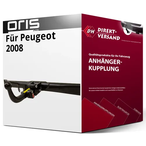 Peugeot 2008 I Typ CU (Oris) Anhängerkupplung abnehmbar - Abnehmbare Anhängerkupplung von Oris für Peugeot 2008, keine Eintragung in Fahrzeugpapiere nötig, Anhängelast bis 1300 kg, inkl. Montagezubehör und Anleitung.