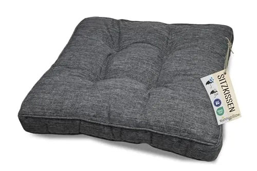 sunnypillow Polster für Gartenmöbel - Sitzkissen 40 x 40 cm für Rattanmöbel - Stuhlauflage Outdoor, wasserdicht, UV-lichtecht - Gartenpolster, Polsterauflagen auf Rattansessel - Kissen Anthrazit