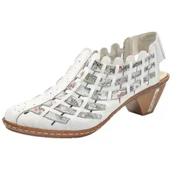 Rieker 46778 Damen Sommer Hochfrontpumps in Weiß, Größe 41 EU - Elegante Pumps & High Heels aus hochwertigem Leder mit Trichterabsatz, ideal für warme Tage und besonderen Anlässe.