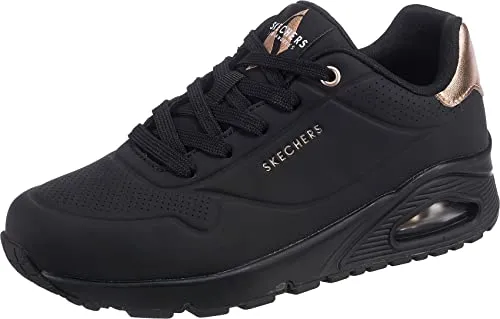 Skechers Damen UNO-GOLDEN AIR Sneakers, Black, 35 EU - Damen-Sneaker mit 2,5 cm Keilabsatz, aus hochwertigem Durabuck-Obermaterial und goldenen Akzenten für einen stylischen Look und hohen Tragekomfort.