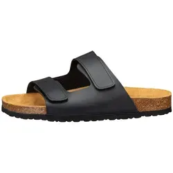 LICO Pantolette Bioline Velcro, Gr. 42, schwarz - Herren-Pantolette mit verstellbarem Klettverschluss für perfekten Sitz, dämpfungsaktive EVA-Laufsohle und angenehmes Fußbett aus Kork/Kautschuk für maximalen Komfort.