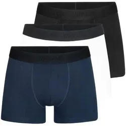 Indicode Boxershorts Herren Berlin 3er Set aus Bambus - Bequeme Boxershorts aus atmungsaktivem Bambusmaterial. Ideal für den täglichen Gebrauch und in klassischem Weiß, Schwarz und Marine. Für optimalen Tragekomfort mit elastischem Webbund.