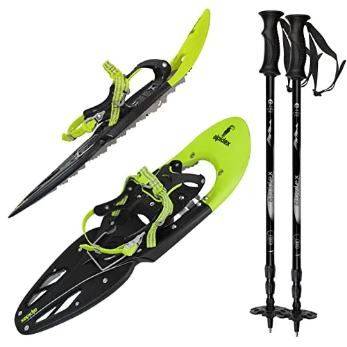 ALPIDEX Schneeschuhe 29 INCH mit Steighilfe – Schuhgröße 38-46 - Entdecken Sie die ALPIDEX Schneeschuhe mit Steighilfe für mühelosen Aufstieg auf Neuschnee. Robuste Konstruktion für Benutzer bis 140 kg, inklusive Tragetasche. Ideal für Abenteuer im Schnee!