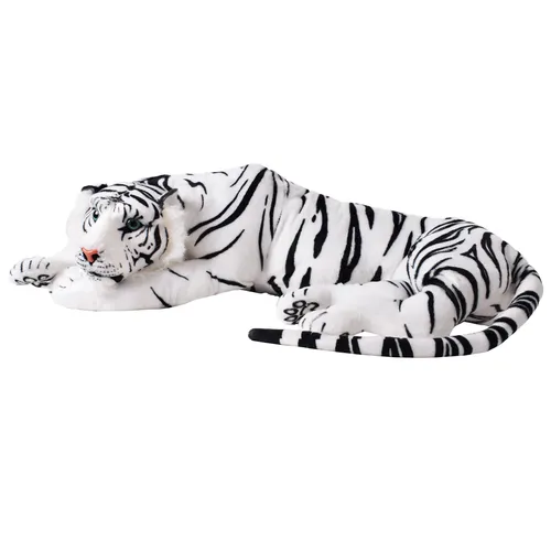 TE-Trend Weißer Tiger XXL Kuscheltier - Stofftier Großkatze aus hochwertigem Plüsch, ca. 70cm lang, ideal als Geschenk für Plüschliebhaber und Deko-Fans. Abwaschbar und mit lebensechten Details für ein kuscheliges Gefühl.