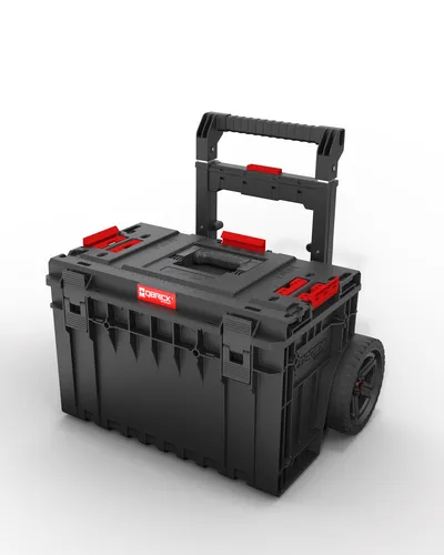 Qbrick System ONE Cart 2.0 Trolley - 52 l, IP66, 100 kg belastbar - Werkstatteinrichtung mit Doppelteleskopgriff aus Aluminium, stapelbar und ideal für den professionellen Einsatz.