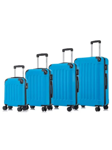 yonsly Premium Reisekoffer mit TSA-Schloss und YKK-Reißverschluss - Blau (4-teiliges Set) - 4-teiliges Kofferset mit hochwertigem TSA-Zahlenschloss und langlebigem YKK-Reißverschluss. Ideal für sicheres Reisen und mühelose Mobilität dank robuster Rollen. Perfekt für jede Airline.