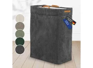 Lycce Wäschekorb Cord – Praktischer Nischenwäschekorb - Bad & Sanitär – Faltbarer Wäschesammler mit waschbaren Bezügen, ideal für platzsparende Nutzung im Schlafzimmer, Kinderzimmer und Badezimmer.
