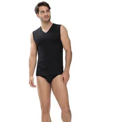 Mey Tagwäsche Serie Dry Cotton Herren Shirt o.Arm Schwarz XXL(8) - Thermooberteile für Herren, körpernahe Passform mit V-Ausschnitt und breiten Trägern für optimalen Tragekomfort und Klimakontrolle.