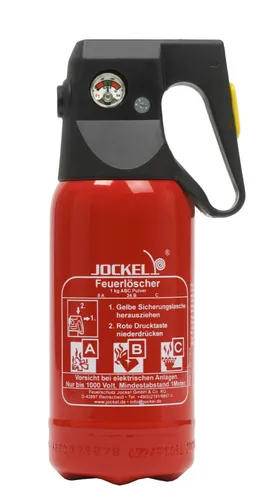Jockel PS2J 13 - 2kg Pulver-Dauerdruck-Feuerlöscher - Feuerlöscher, kompakt und effektiv für den Einsatz bei Bränden der Klassen A, B und C, ideal für Zuhause und kleine Betriebe.
