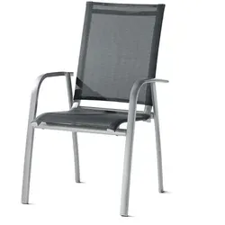 Sieger Exclusiv Gartenmöbel Stapelsessel Padua - Alu/Outdoorgewebe, eleganter und wetterfester Stapelsessel mit filigranem Design, ideal für stilvolle Outdoor-Bereiche.