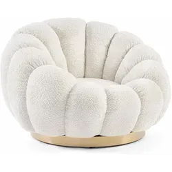 Florel Drehsessel – Moderner Komfort in Weiß - Drehsessel aus MDF und Stahl mit hochwertigem Bouclé-Stoff, ideal für stilvolle Innenräume. Genießen Sie den modernen Look und den hohen Sitzkomfort!