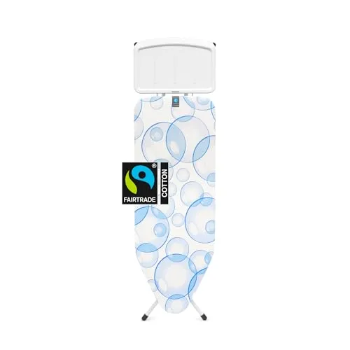 Brabantia Bügelbrett Gr. C Bubbles mit Ablage für Generator - Bügelbrett mit stabiler Ablage für Dampferzeuger, 7-fach höhenverstellbar, rutschfeste Füße und 10 Jahre Garantie – ideal für effizientes Bügeln.