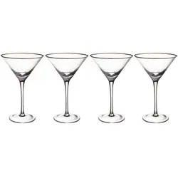 Butlers Martinigläser 4er-Set mit Goldrand - Genießen Sie stilvolle Cocktails mit diesen mundgeblasenen Martinigläsern im eleganten Design. Ideal für glamouröse Anlässe, perfekt für jedes Fest und eine tolle Ergänzung zu Ihrer Gläsersammlung.
