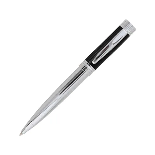Cerruti Kugelschreiber 1881 Zoom Classic Black - Druckkugelschreiber mit edlem Silber-Schwarz Design, leicht und perfekt ausbalanciert für angenehmes Schreiben. Ideal als Geschenk für besondere Anlässe.