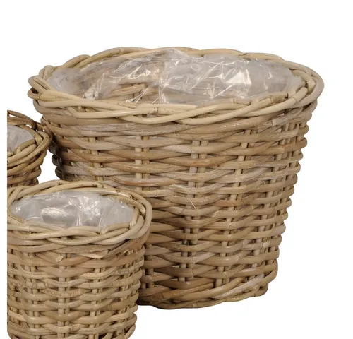 Posiwio Pflanzkübel Pflanzkorb BASKET grau braun D32cm Rattankorb Kooboo Farmhouse Deko -